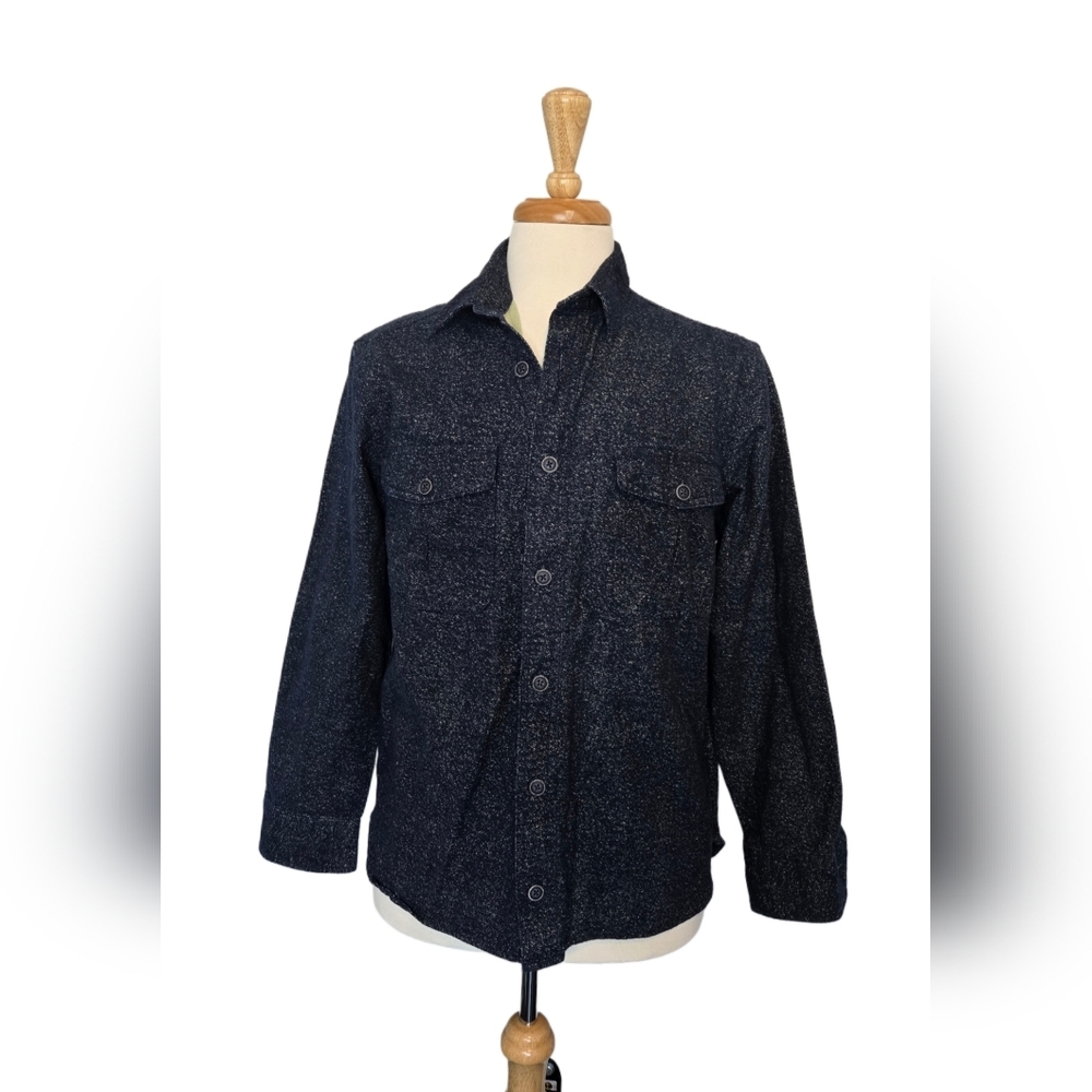 Freedom Foundry Navy Speckled Lined Cotton Shacket Oversized Flannel‎ Jacket M/L